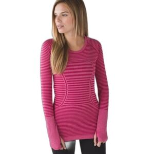 lululemon athletica Pink Striped Long Sleeve Top